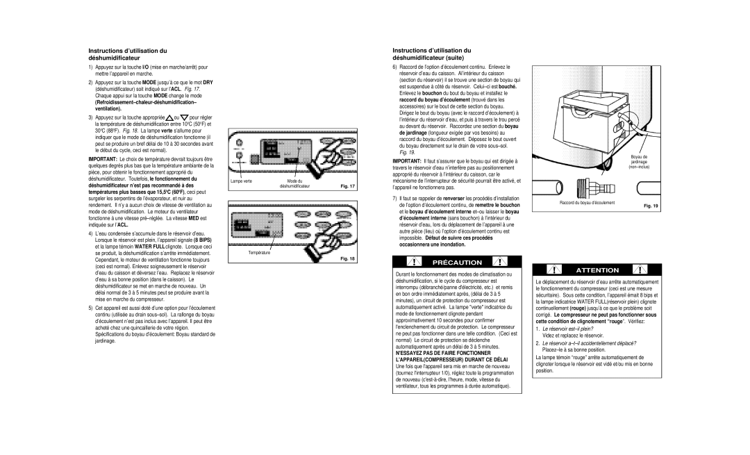 Danby DPAC8399 owner manual Instructions d’utilisation du déshumidificateur suite 