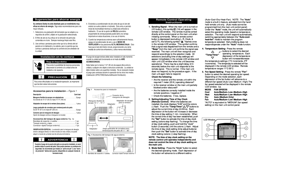 Danby DPAC8399 Sugerencias para ahorrar energía, Instalación en la ventana, Precaución, Advertencia, Acondicionado 