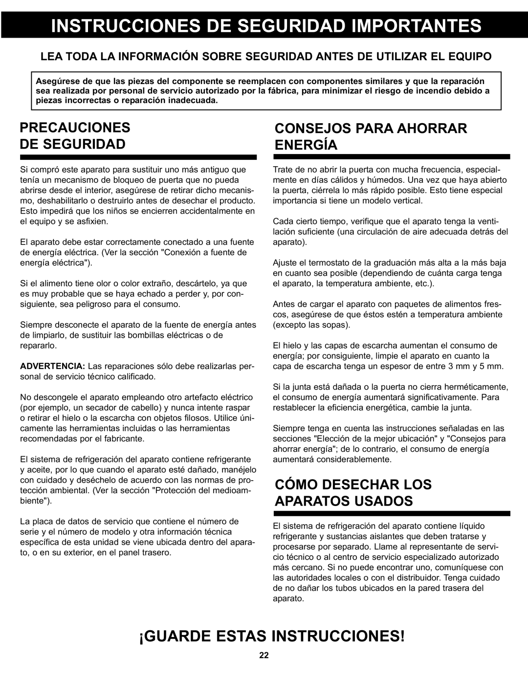 Danby DPF074B1WDB manual Precauciones Consejos Para Ahorrar DE Seguridad Energía, Cómo Desechar LOS Aparatos Usados 