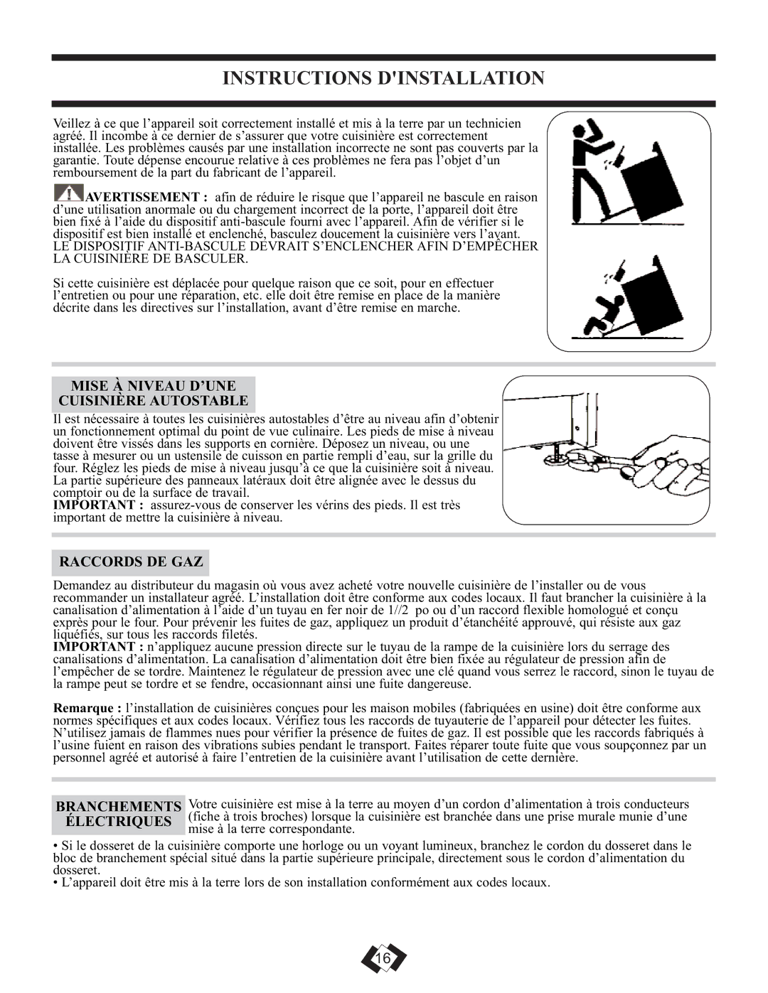 Danby DR2099BLGLP, DR2099WGLP Instructions Dinstallation, Mise À Niveau D’UNE Cuisinière Autostable, Raccords DE GAZ 