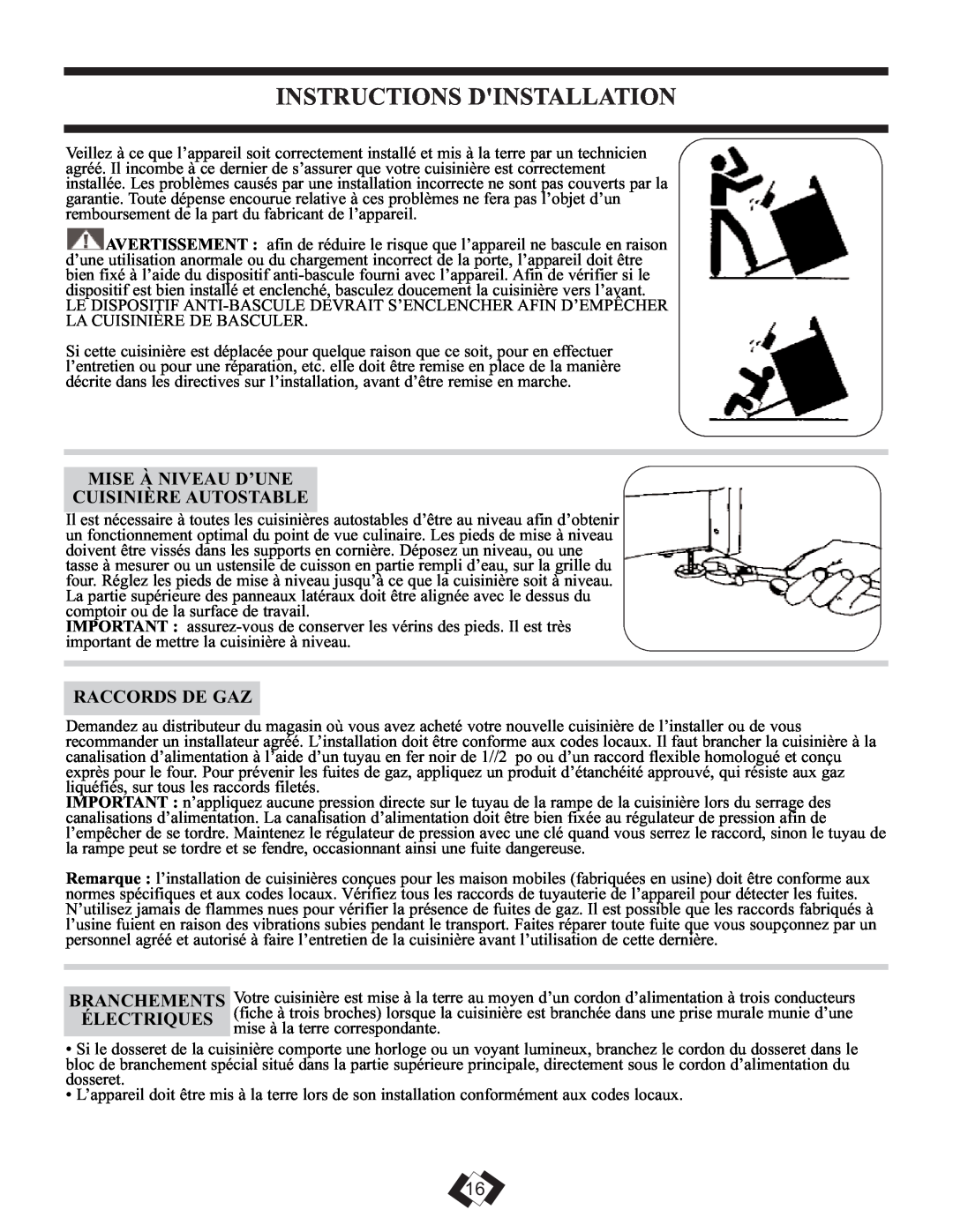 Danby DR399BLSGLP Instructions Dinstallation, Mise À Niveau D’Une Cuisinière Autostable, Raccords De Gaz 