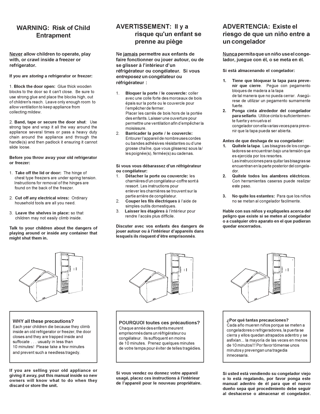 Danby DUF419W owner manual WHY all these precautions?, Pourquoi toutes ces précautions? 