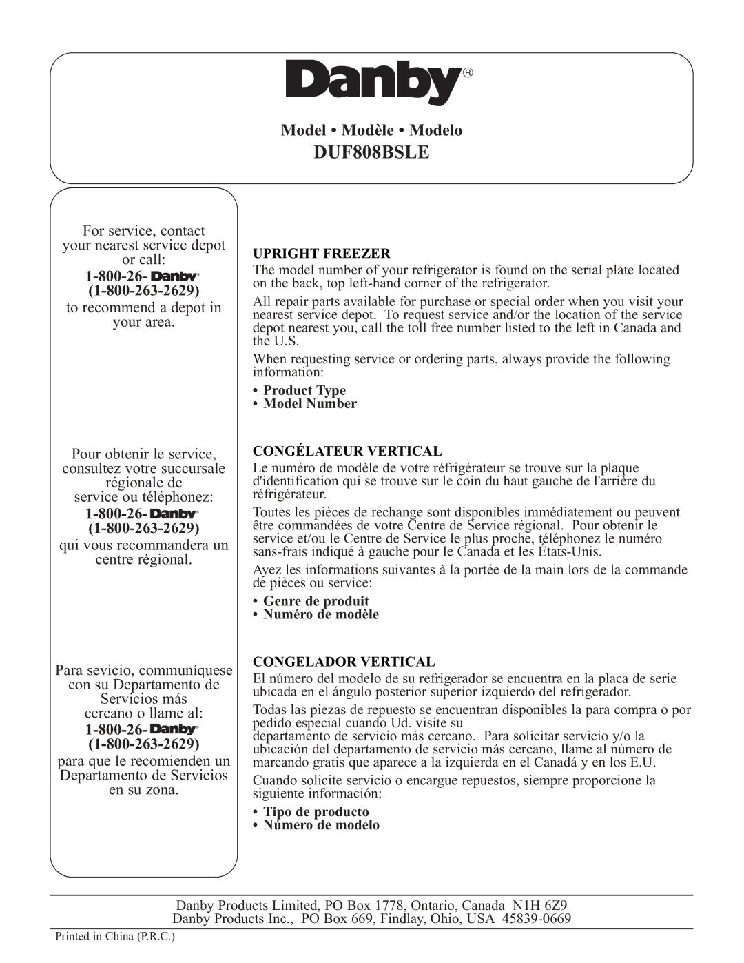 Danby DUF808BSLE installation instructions 