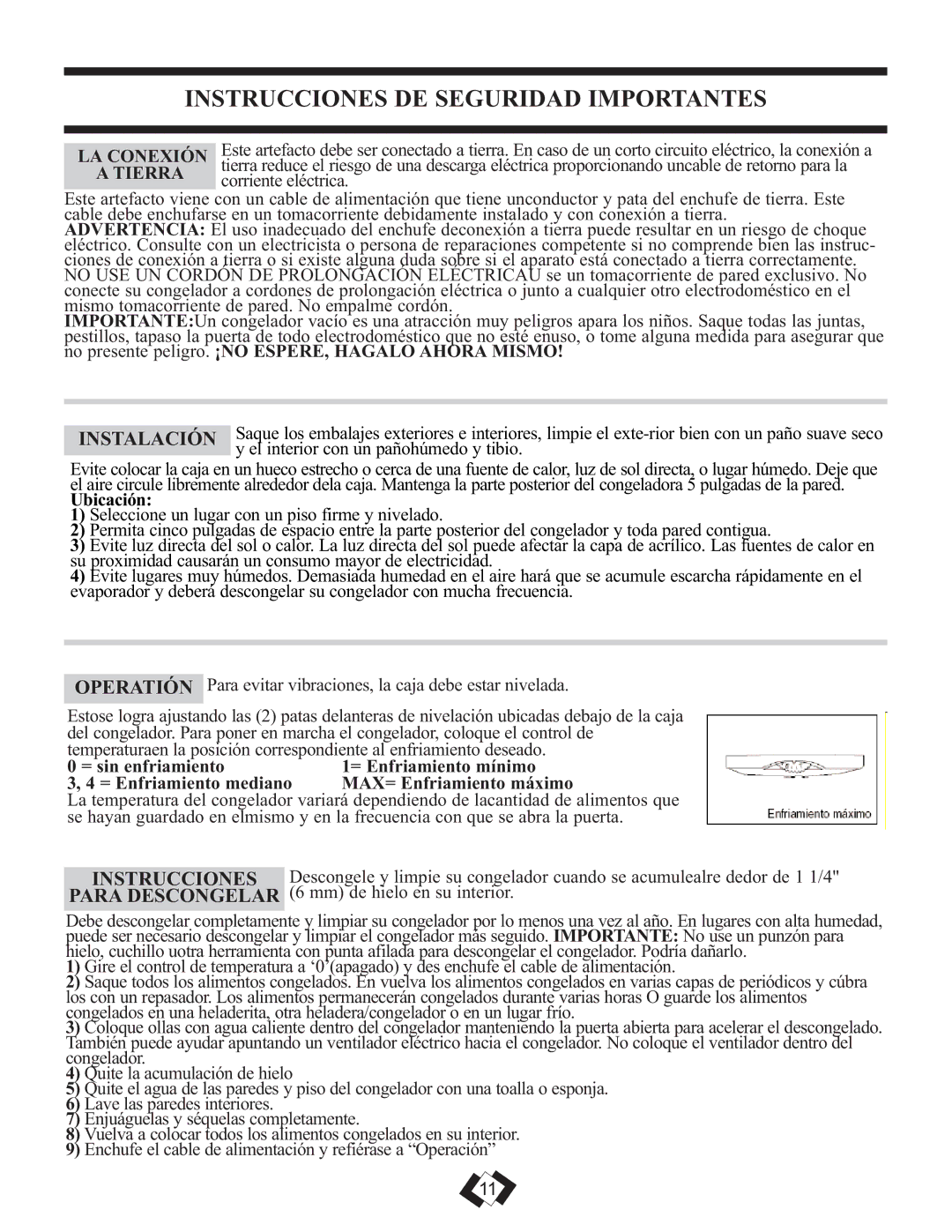 Danby DUF808WE operating instructions Instrucciones DE Seguridad Importantes, Instalación, LA Conexión, Tierra 