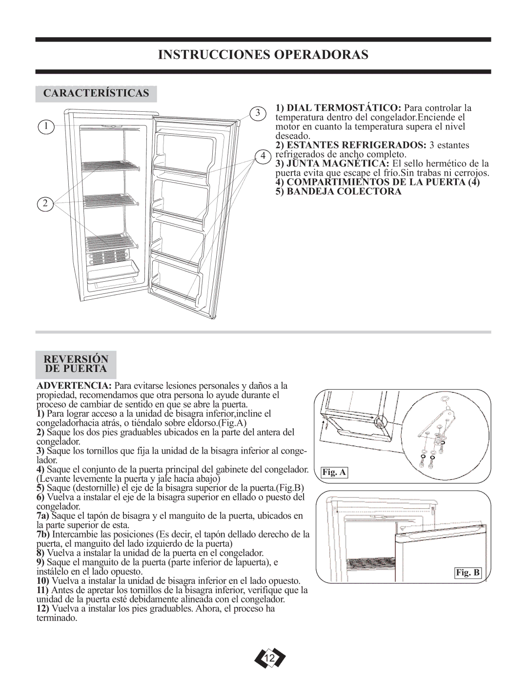 Danby DUF808WE Instrucciones Operadoras, Características, Reversión DE Puerta, Estantes Refrigerados 3 estantes 