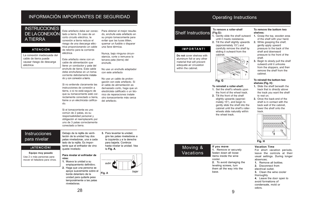 Danby DWC166BLSRH owner manual Información Importantes DE Seguridad, Tierra 