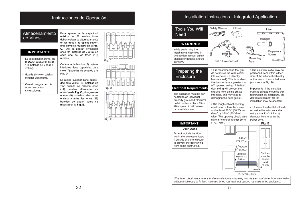 Danby DWC166BLSRH owner manual Tools You Will Need, Electrical Requirements, Door Swing 