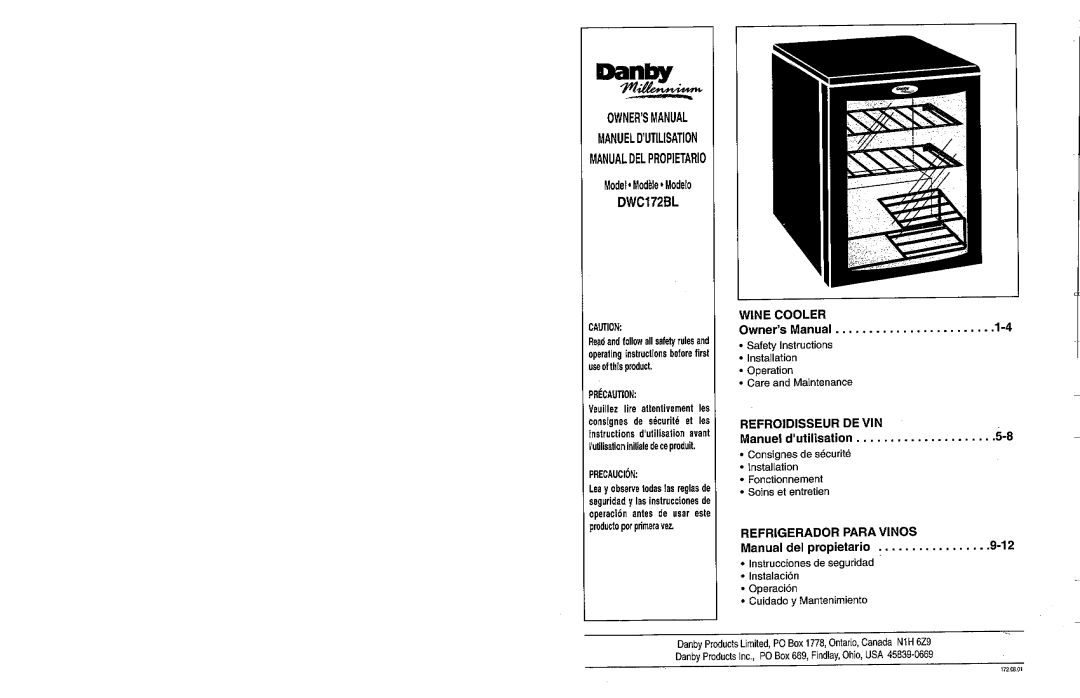 Danby DWC172BL manual 