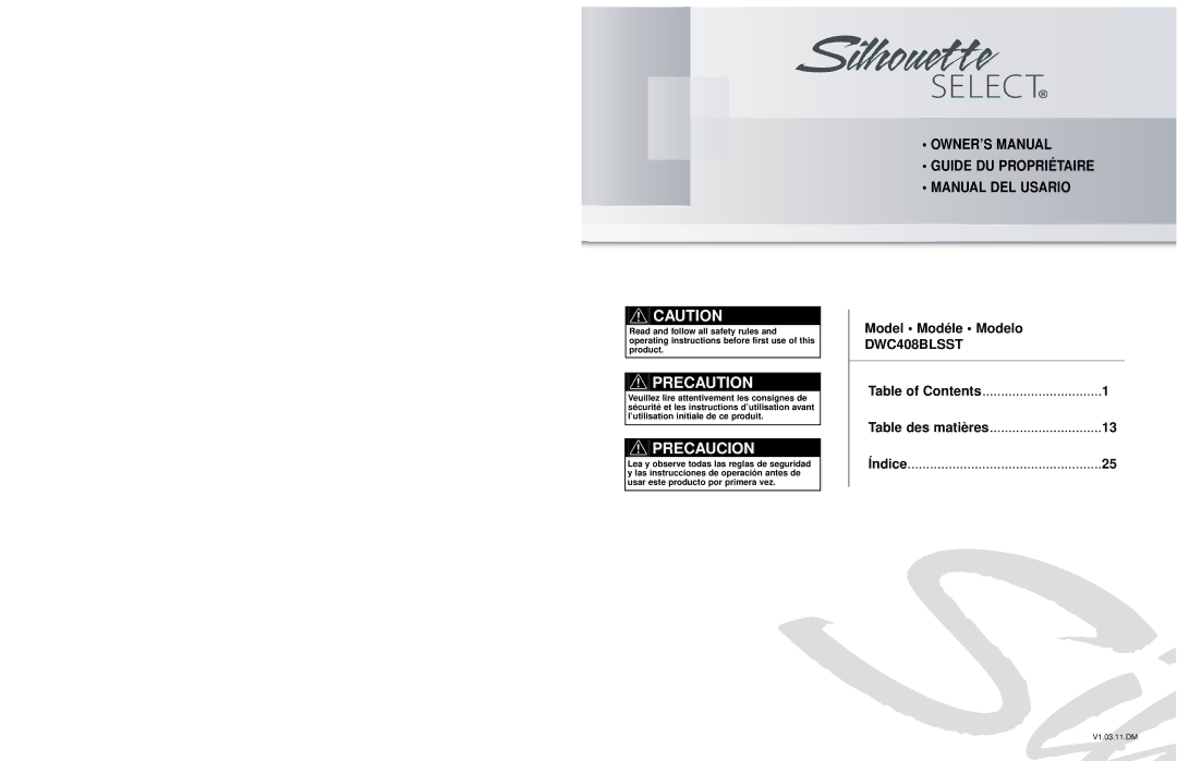 Danby DWC408BLSST owner manual Precaution 