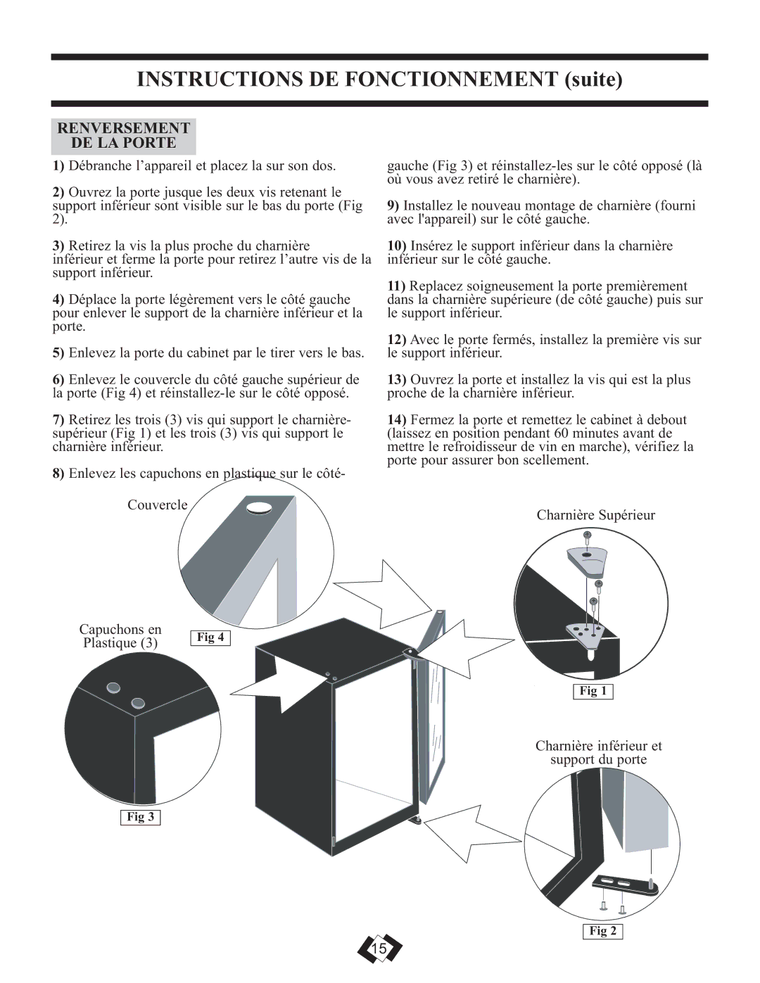 Danby DWC508BLS operating instructions Renversement DE LA Porte 