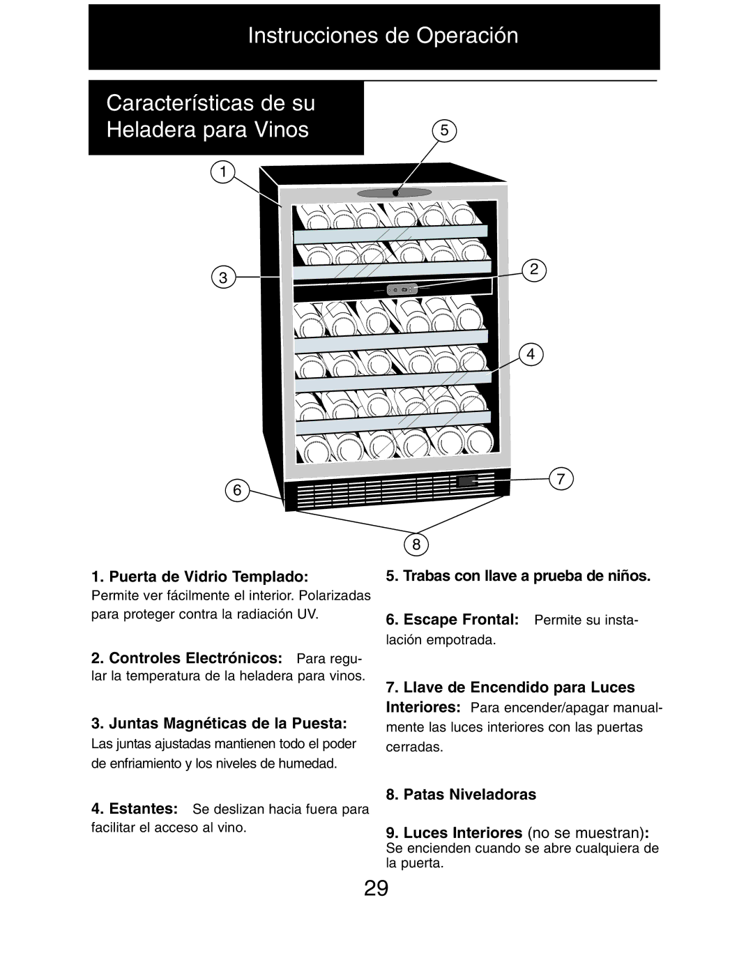 Danby DWC516BLS owner manual Juntas Magnéticas de la Puesta 