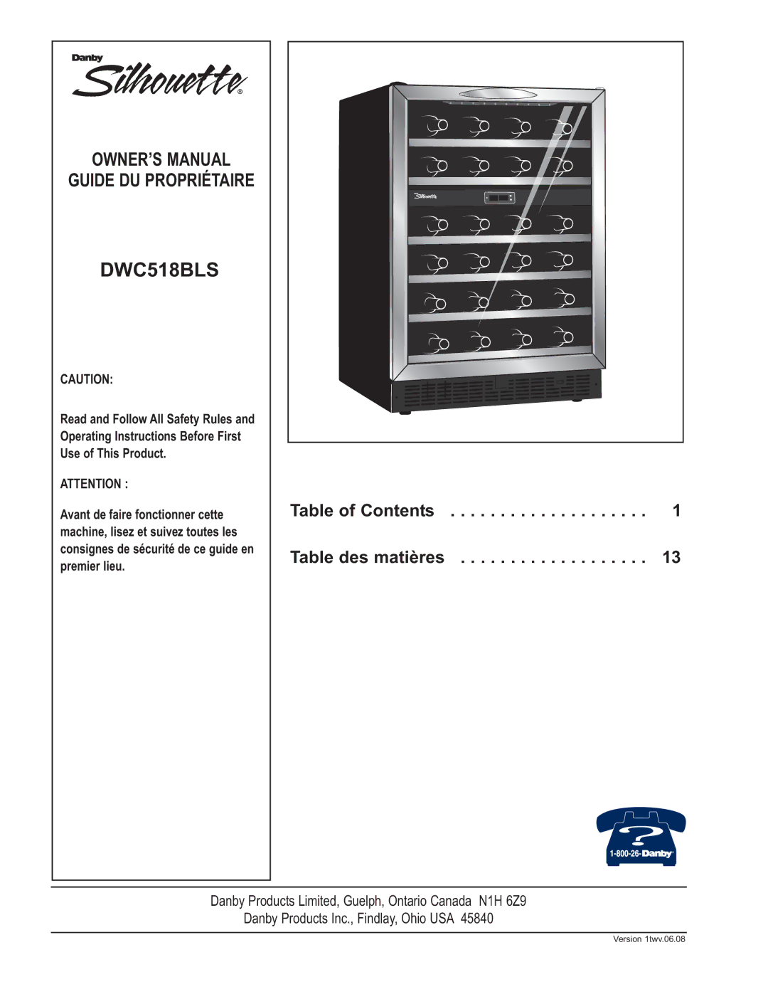 Danby DWC518BLS owner manual 