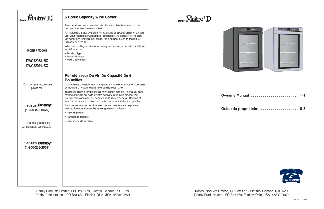 Danby DWC620BL-SC owner manual 