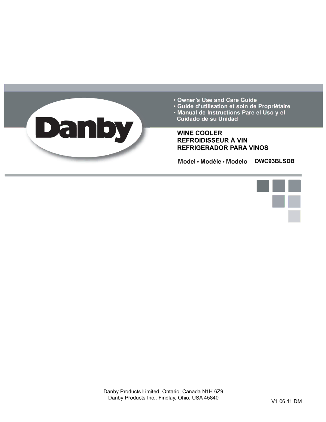 Danby manual Model Modèle Modelo DWC93BLSDB 