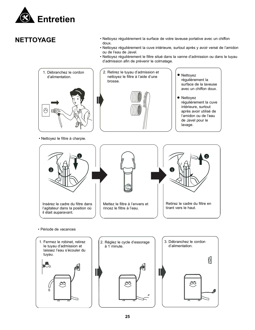 Danby DWM17WDB manual Entretien, Nettoyage 