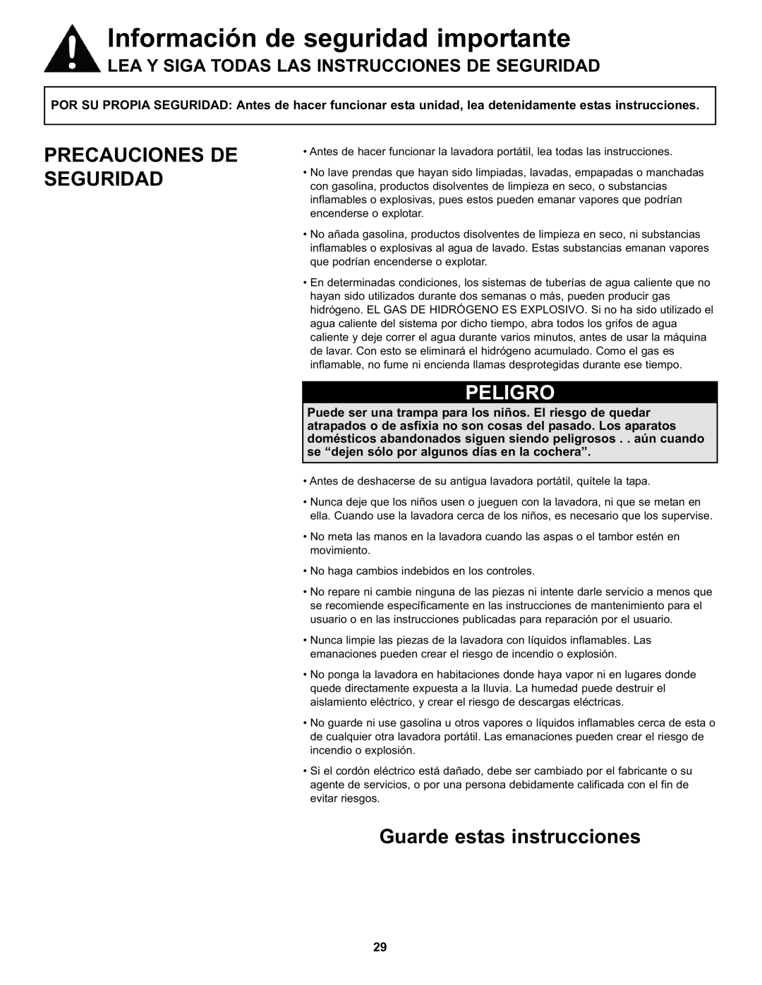 Danby DWM17WDB manual Información de seguridad importante, Precauciones DE Seguridad 