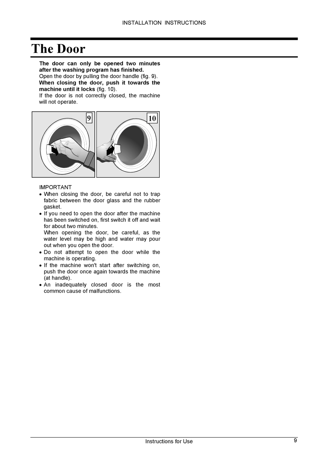 Danby DWM5500W owner manual Door 