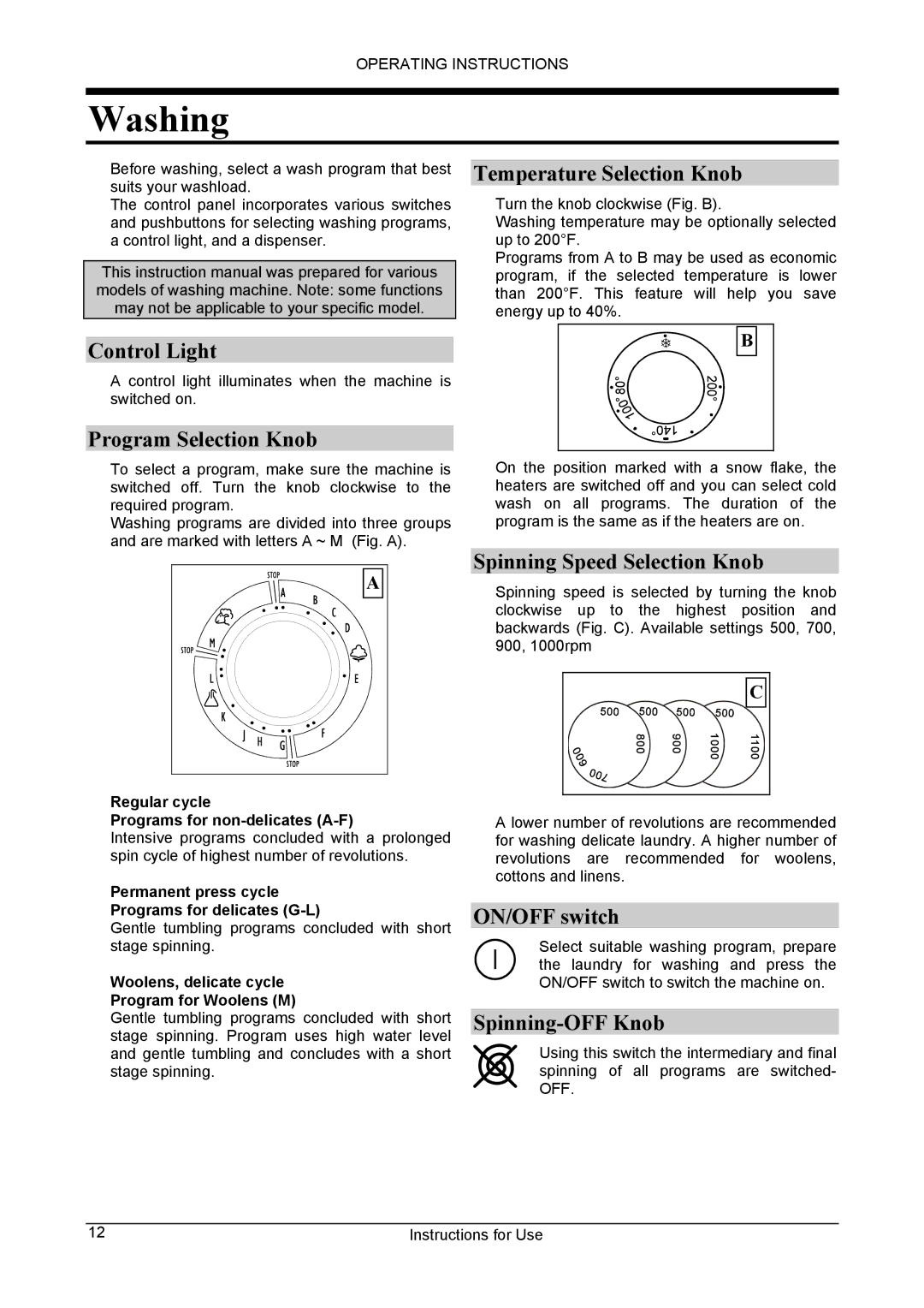 Danby DWM5500W owner manual Washing 