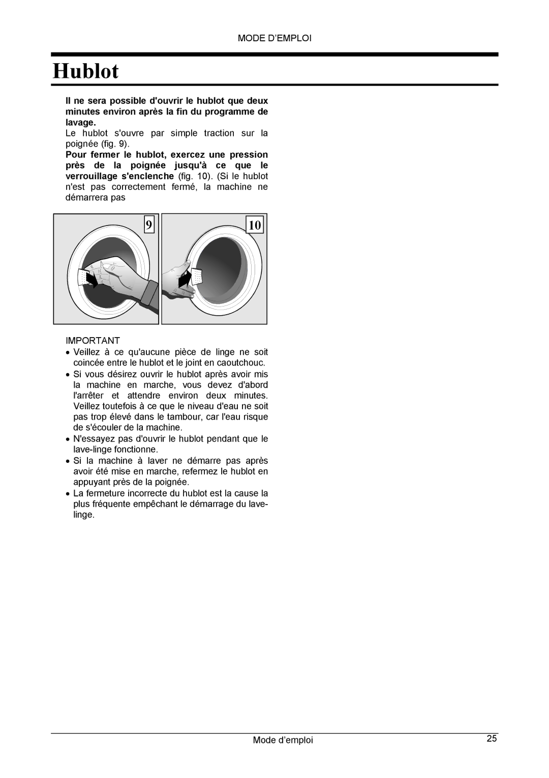 Danby DWM5500W owner manual Hublot 