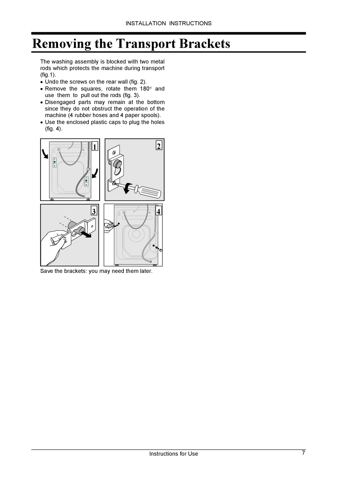 Danby DWM5500W owner manual Removing the Transport Brackets 