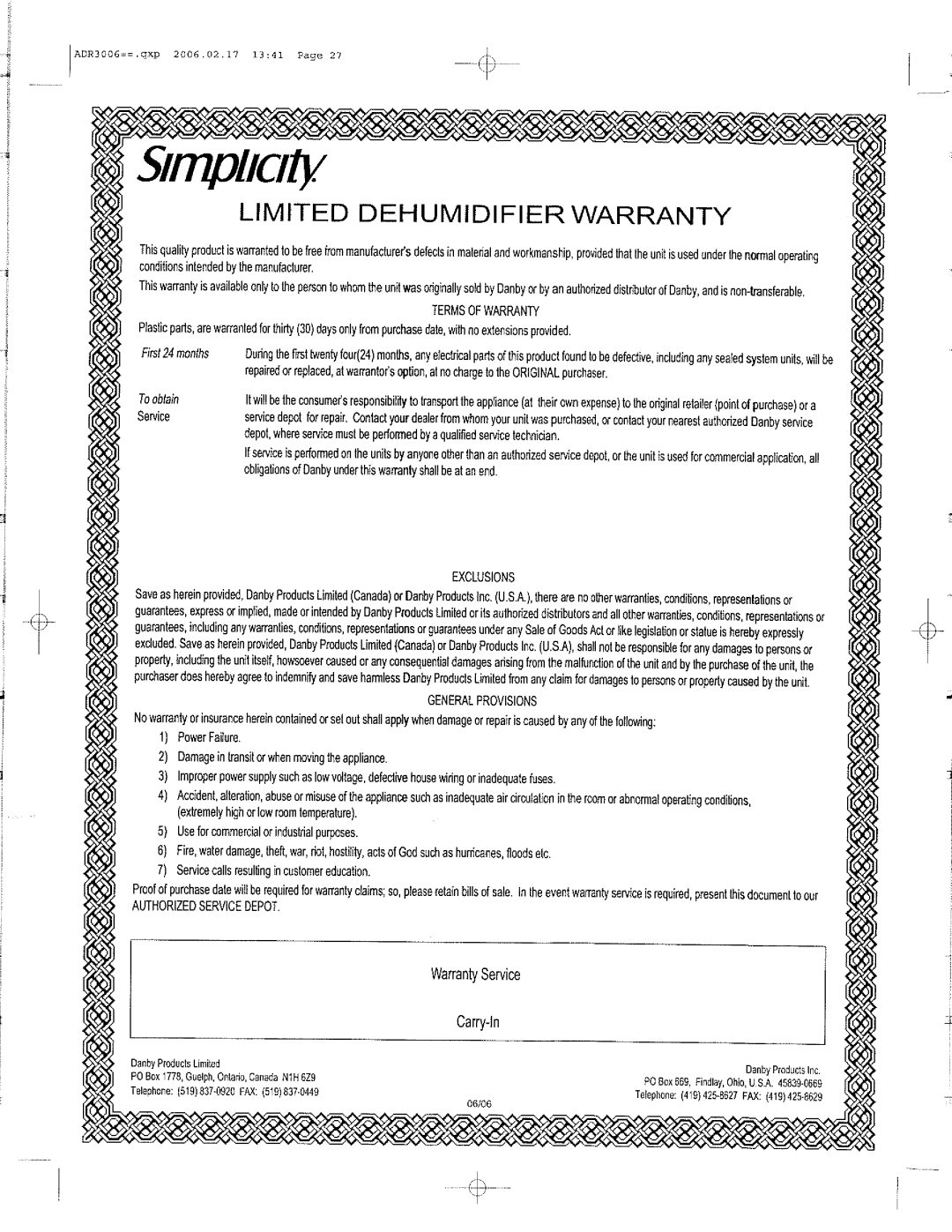 Danby SDR307EE manual 