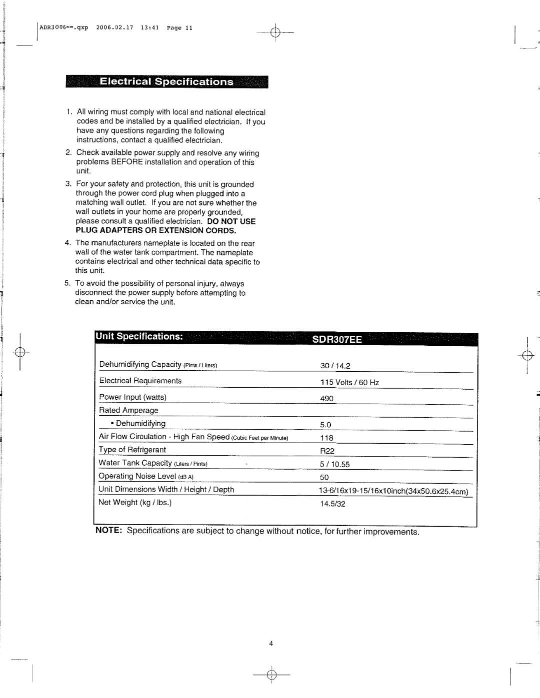 Danby SDR307EE manual 