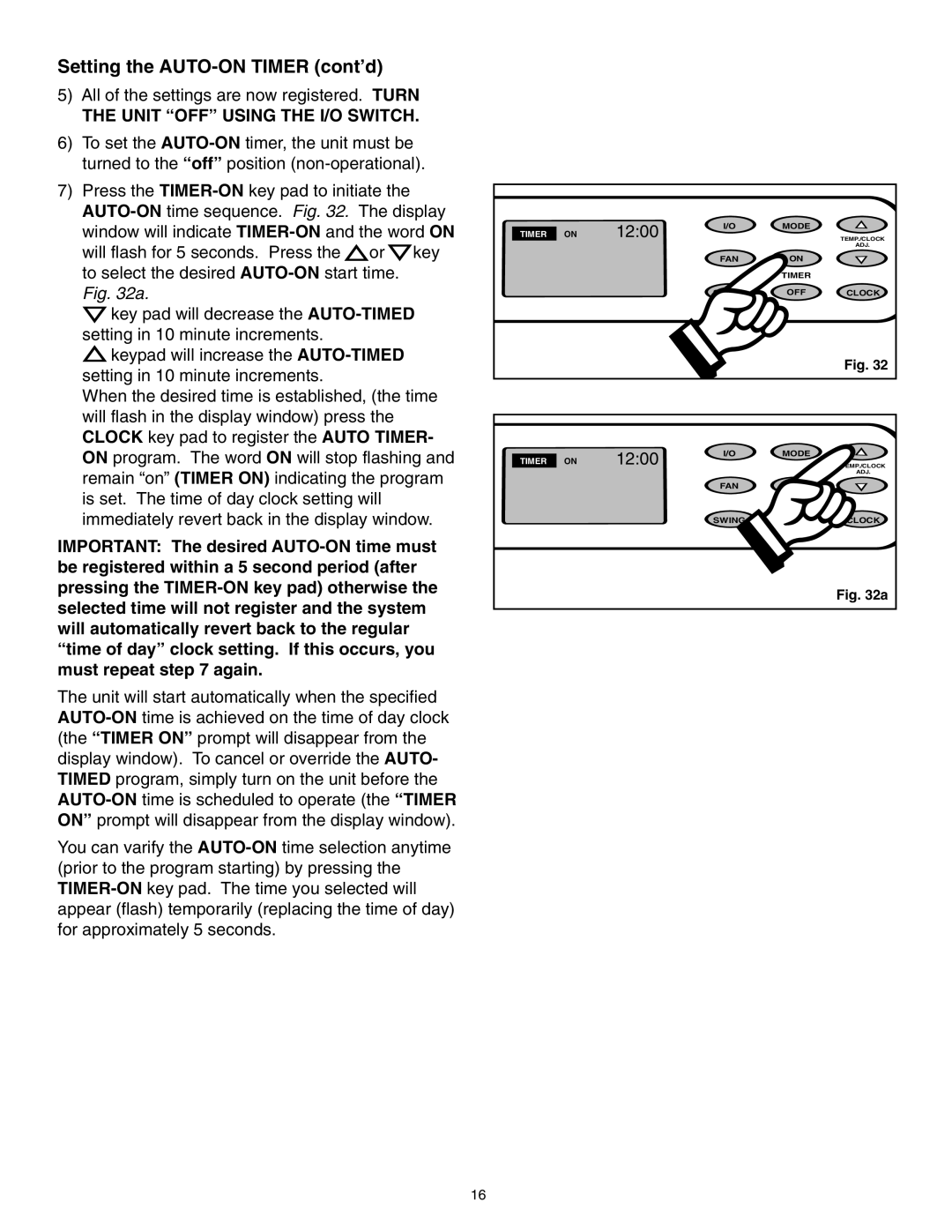 Danby SPAC8499 manual Setting the AUTO-ON Timer cont’d, All of the settings are now registered. Turn 