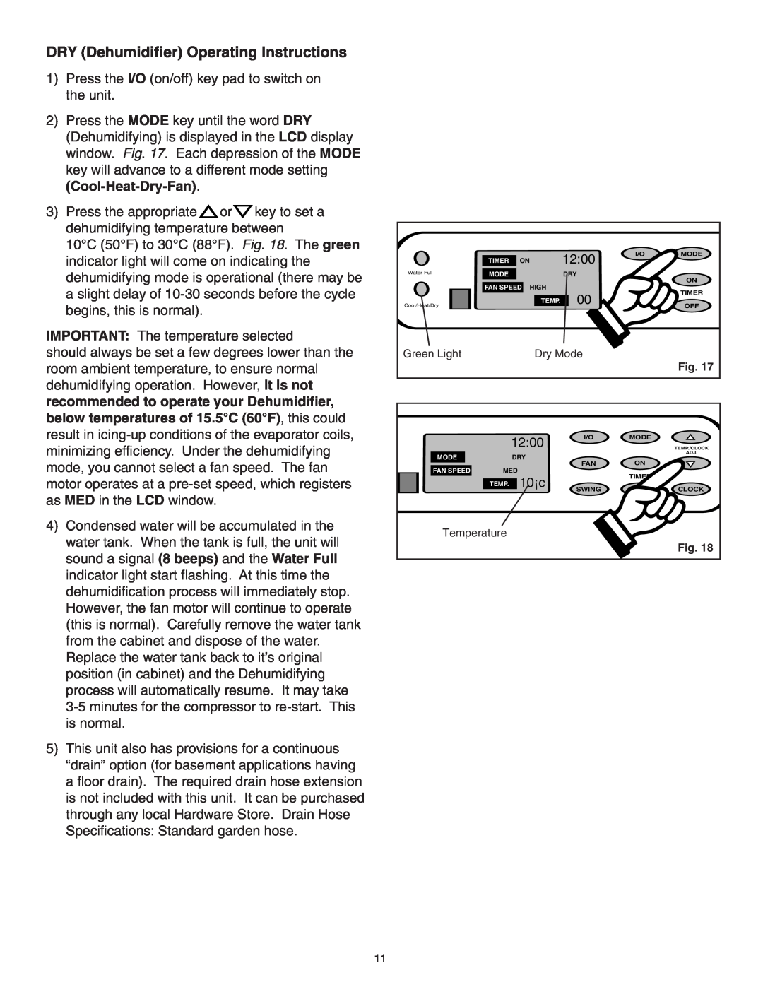 Danby SPAC8499 manual DRY Dehumidifier Operating Instructions 