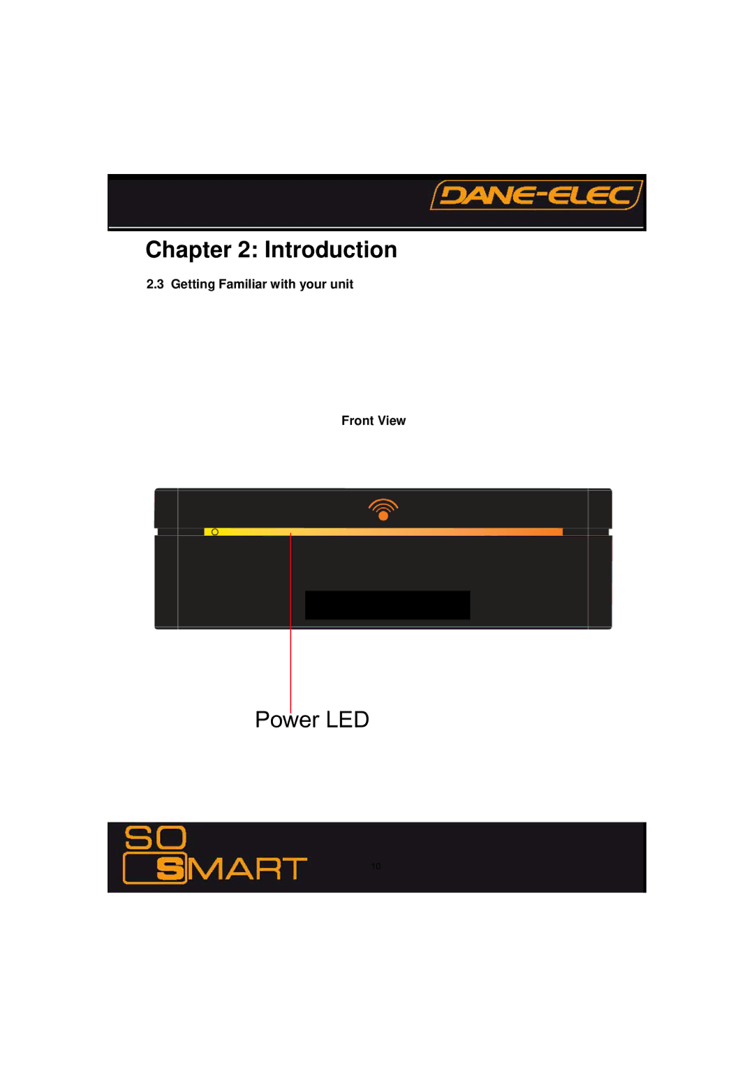 Dane-Elec Memory 802.11 manual Getting Familiar with your unit Front View 