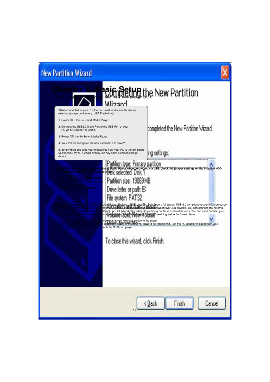 Dane-Elec Memory 802.11 manual Transferring files to the Hard Disk Drive through USB 