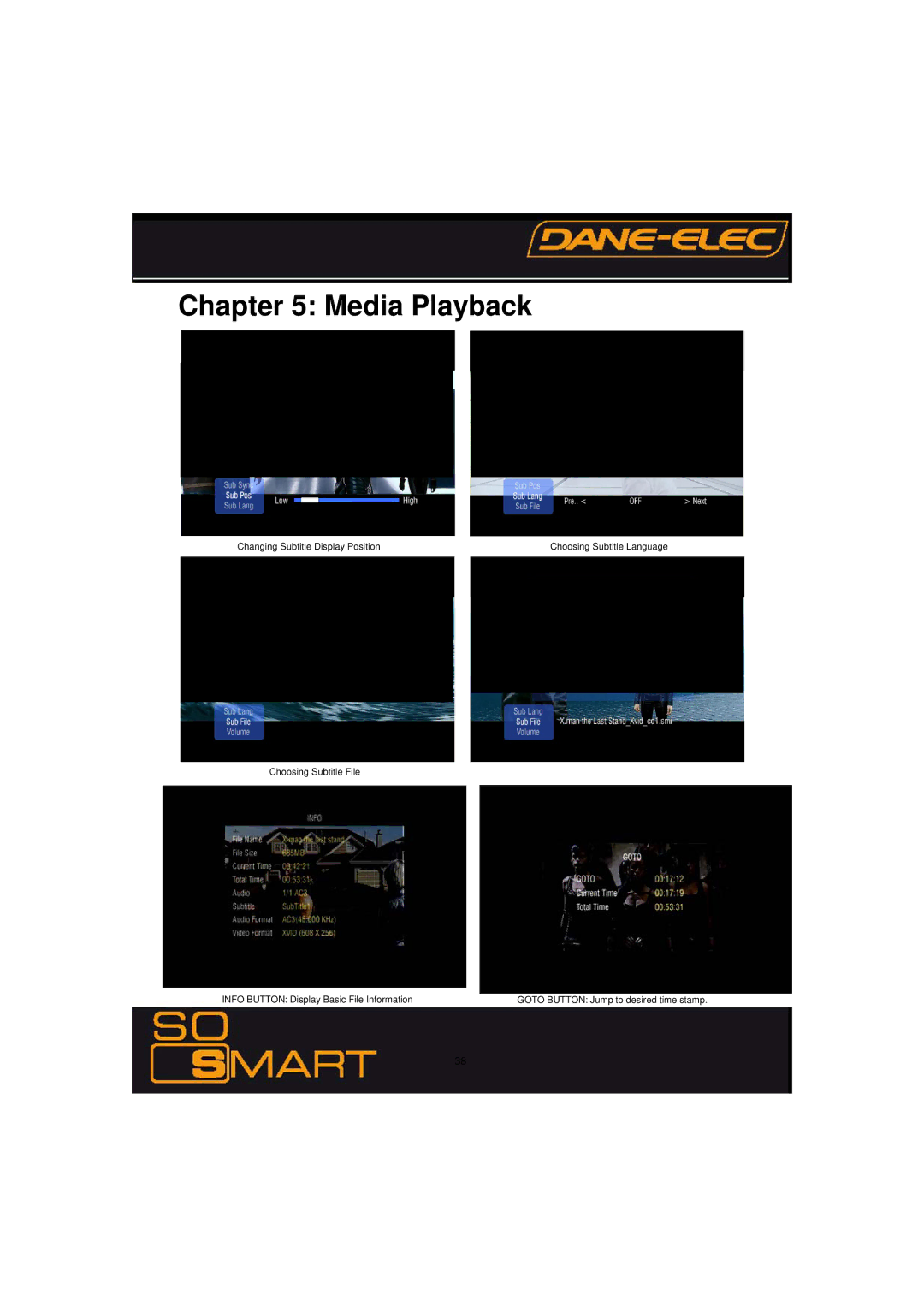 Dane-Elec Memory 802.11 manual Media Playback 