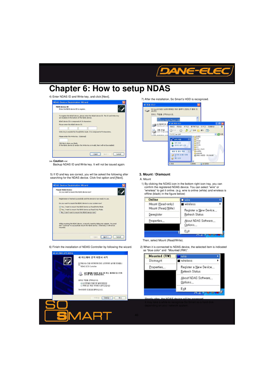 Dane-Elec Memory 802.11 manual Mount / Dismount 