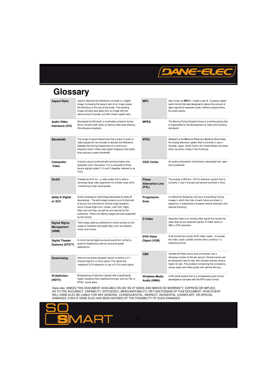 Dane-Elec Memory 802.11 manual Glossary 