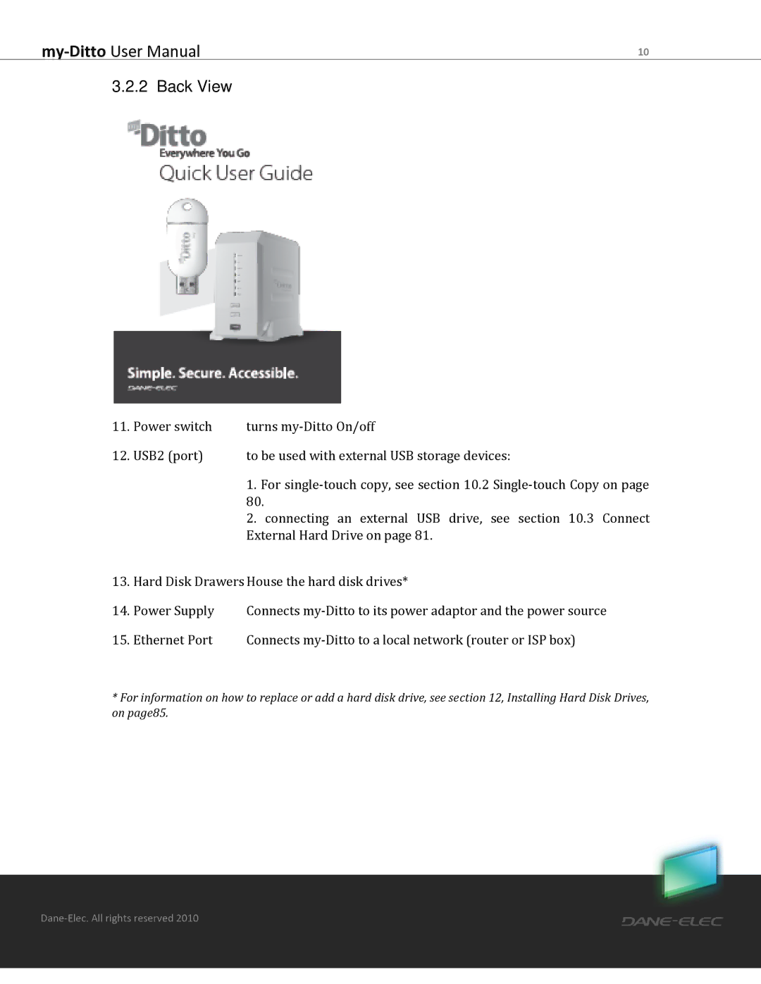 Dane-Elec Memory MD-H101T1E23S user manual Back View 