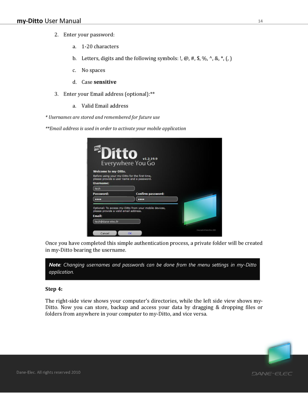 Dane-Elec Memory MD-H101T1E23S user manual Case sensitive 