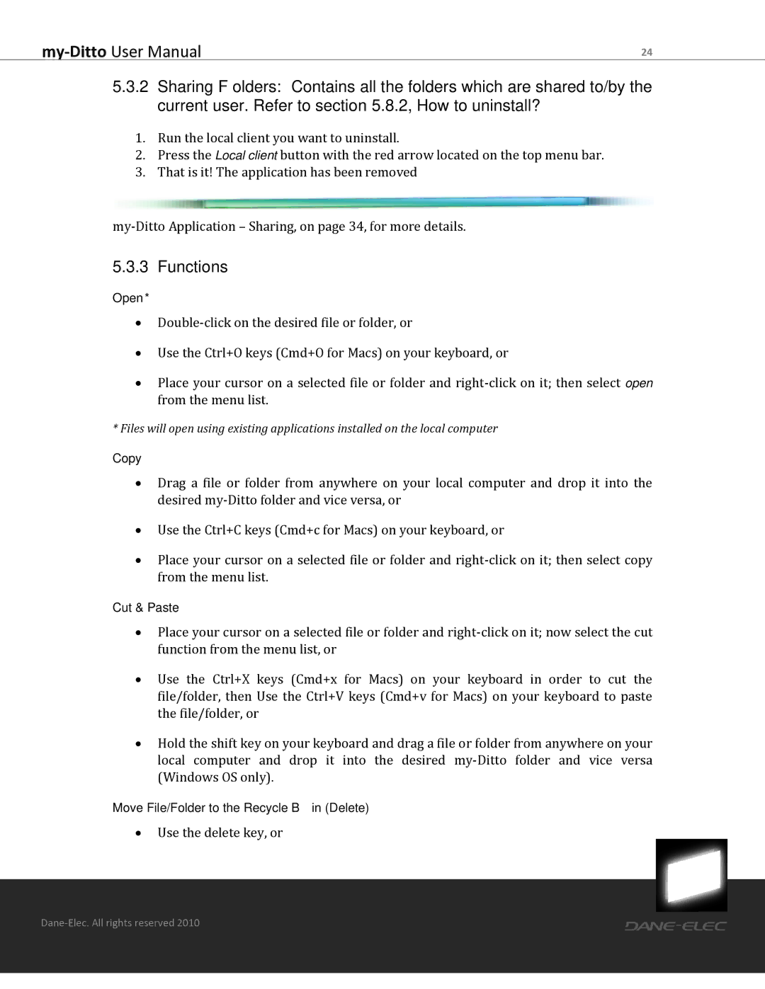 Dane-Elec Memory MD-H101T1E23S user manual Functions 