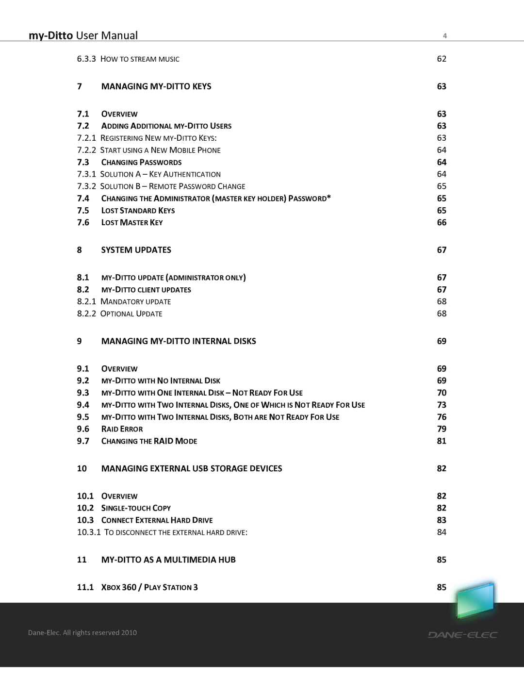 Dane-Elec Memory MD-H101T1E23S user manual Managing MY-DITTO Keys 