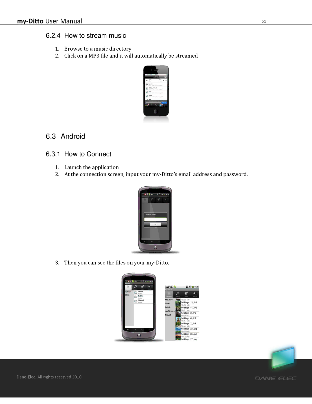 Dane-Elec Memory MD-H101T1E23S user manual Android, How to stream music 