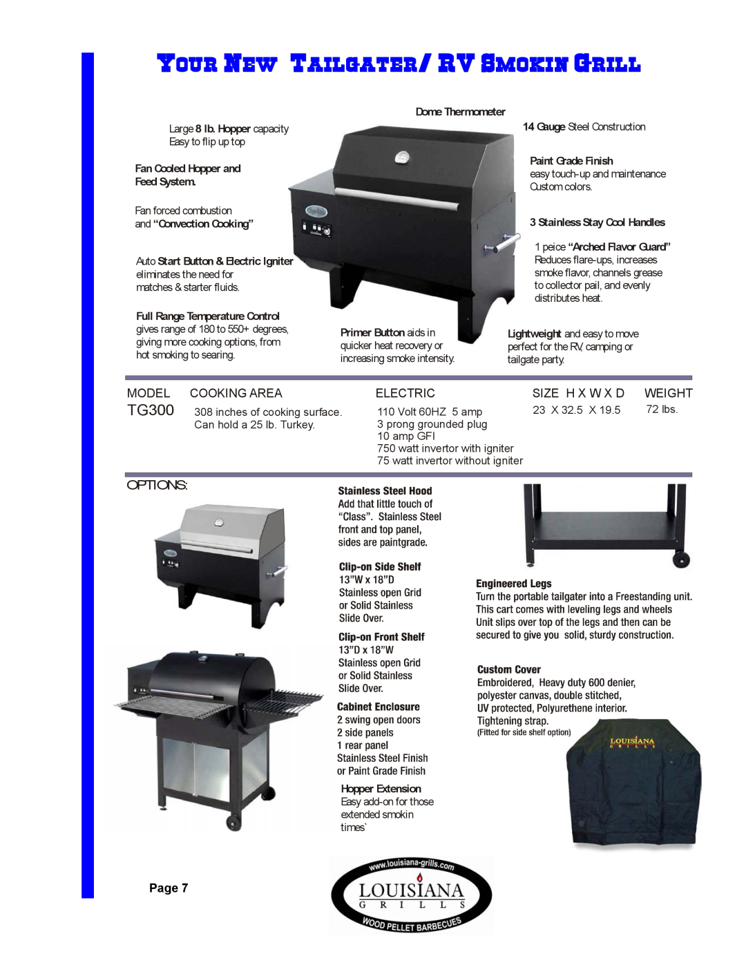 Dansons Group 570, 680 Your New “Tailgater/ Rv Smokin Grill’’, Options, PagePage7, Dome Thermometer, Paint Grade Finish 