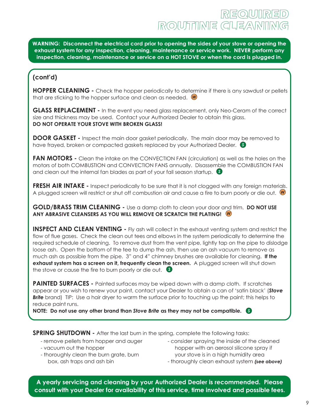 Dansons Group CAN/CSA B365 manual Do not Operate Your Stove with Broken Glass 