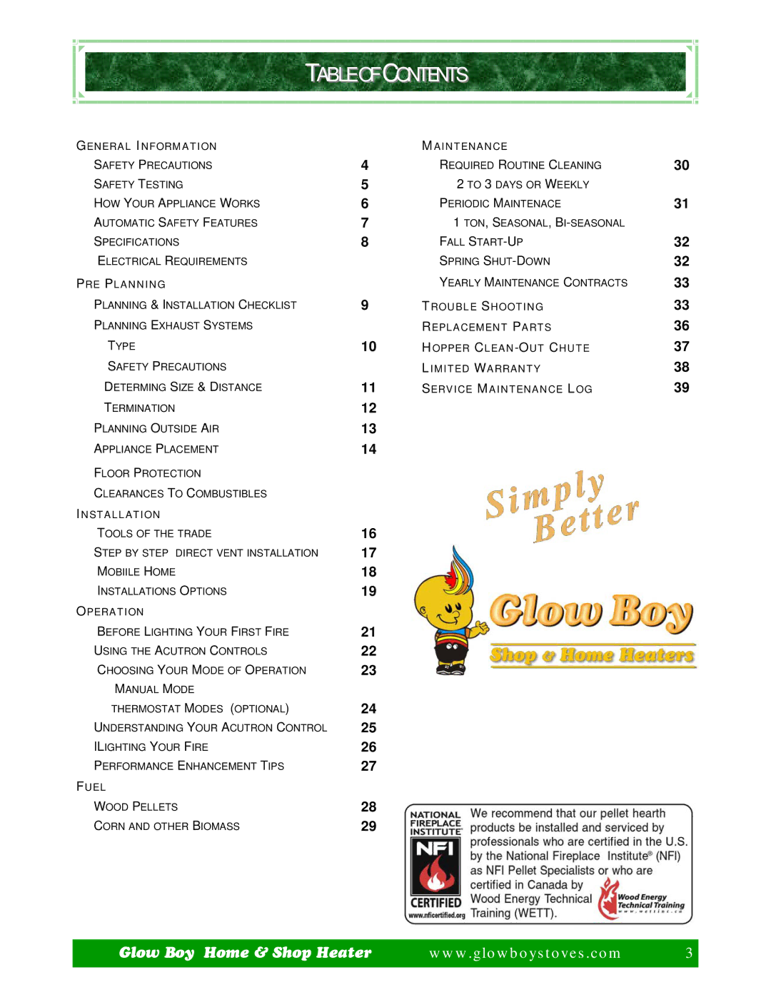 Dansons Group CCGB 1, CCGB 2 manual Table of Contents 