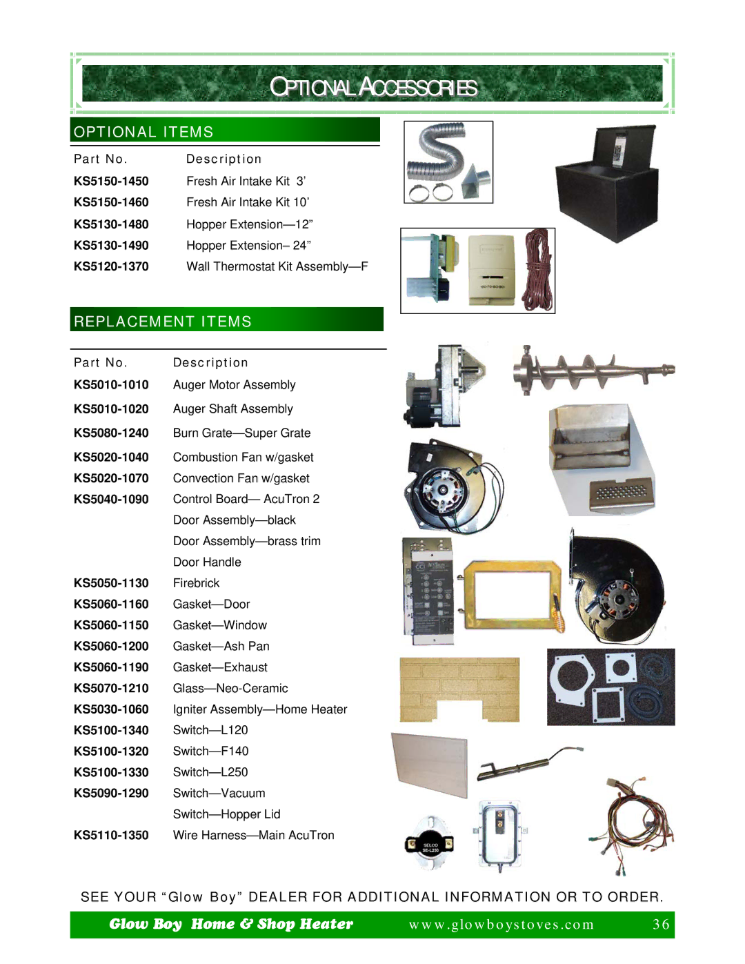 Dansons Group CCGB 2, CCGB 1 manual Optional Accessories 