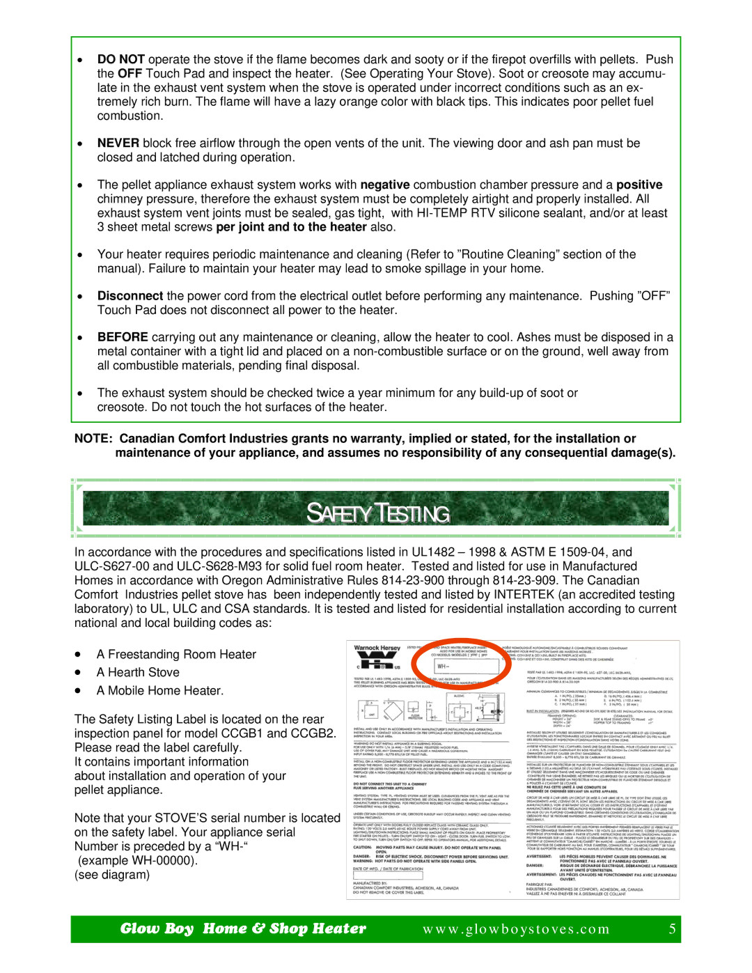 Dansons Group CCGB 1, CCGB 2 manual Safety Testing 