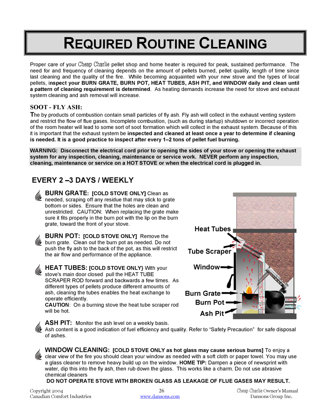 Dansons Group HCF300, HCF120, HCS, HCJ manual Required Routine Cleaning, Every 2 -3 Days / Weekly 