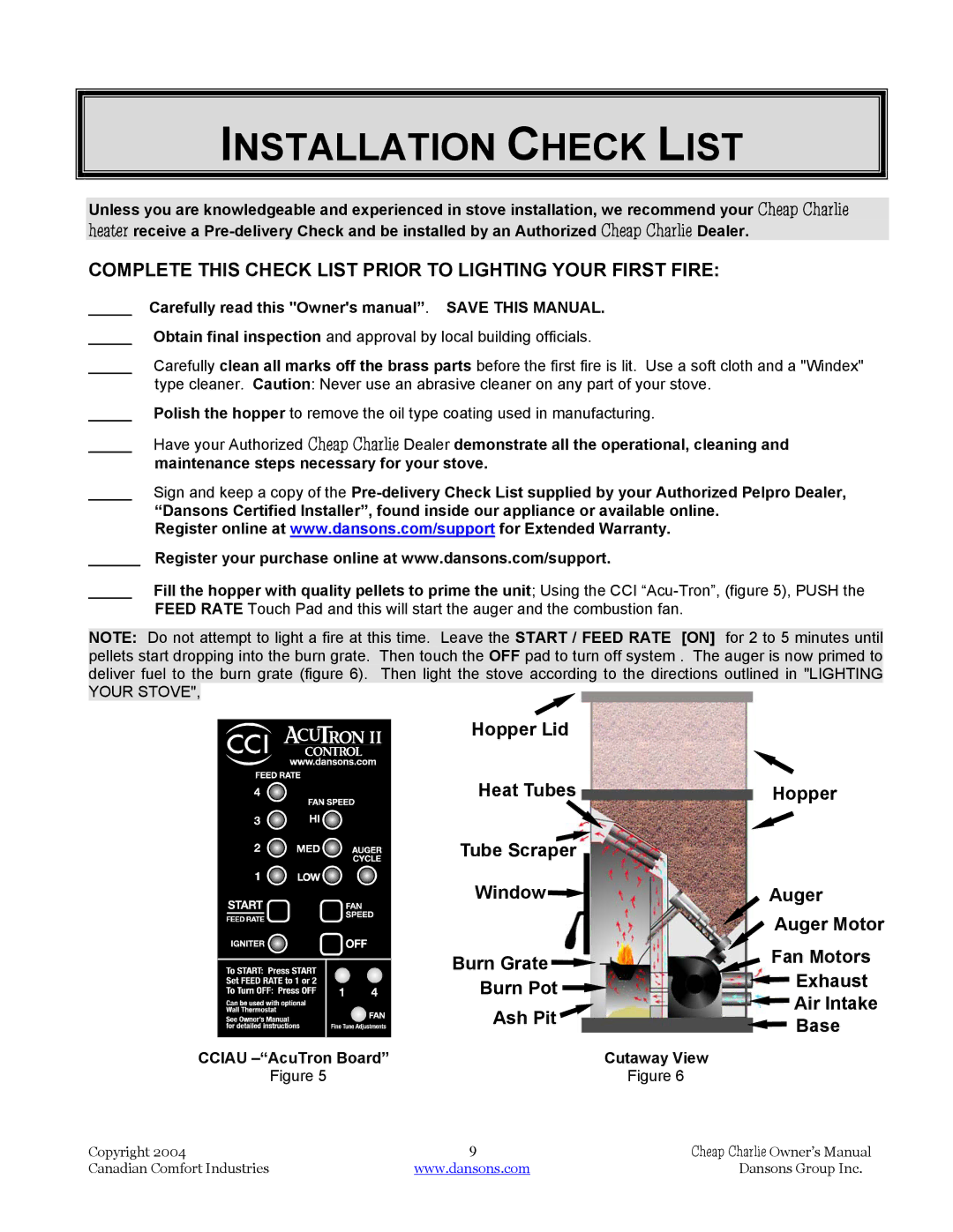 Dansons Group HCS, HCF120, HCF300, HCJ manual Installation Check List 