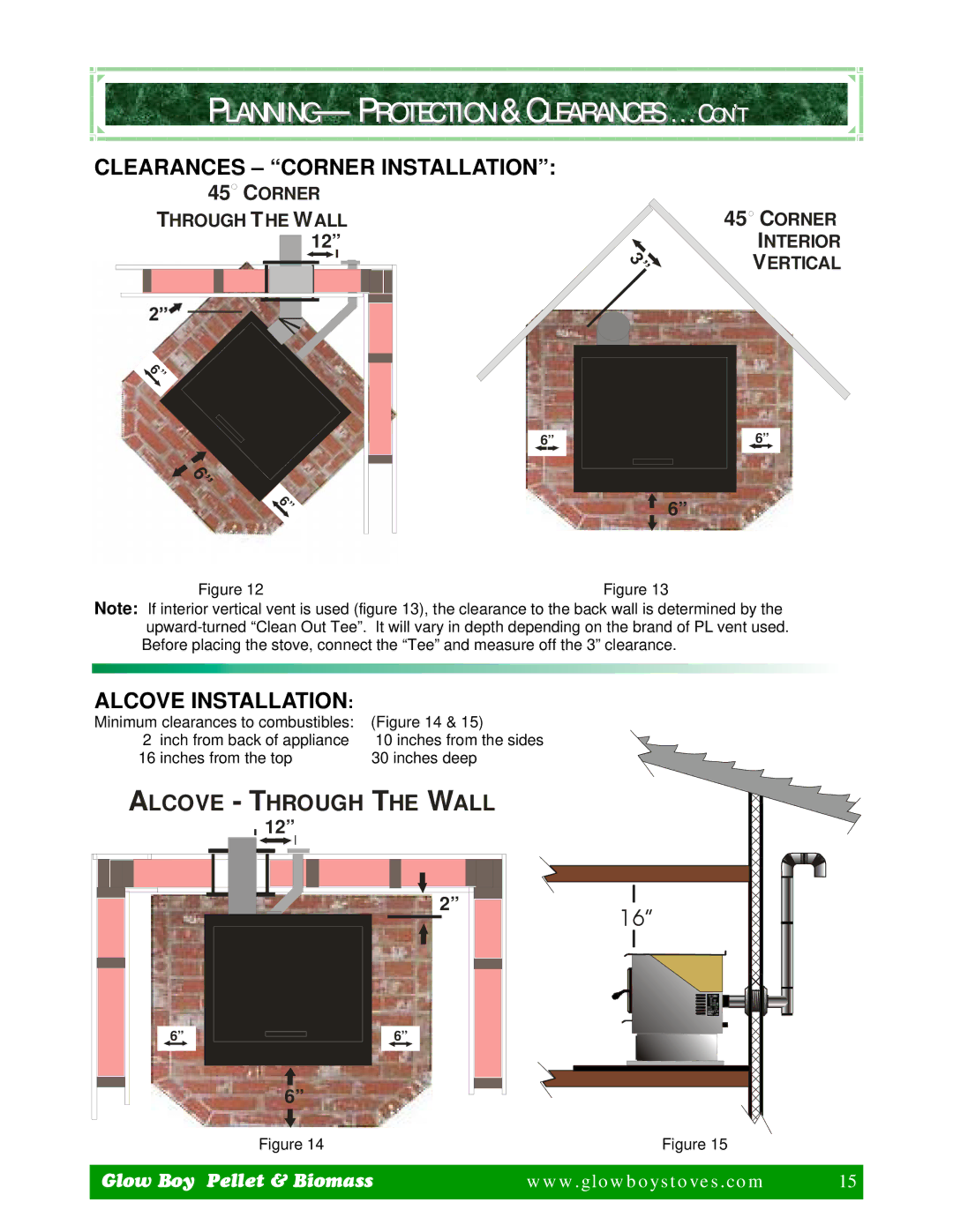 Dansons Group FGB, IGB PLANNING- Protection & Clearances . . . CON’T, Clearances Corner Installation, Alcove Installation 