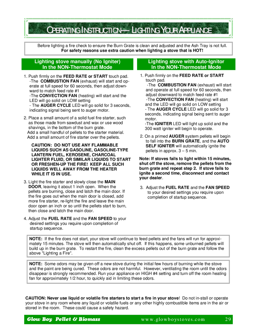 Dansons Group FGB, IGB manual Operating INSTRUCTION- Lighting Your Appliance 