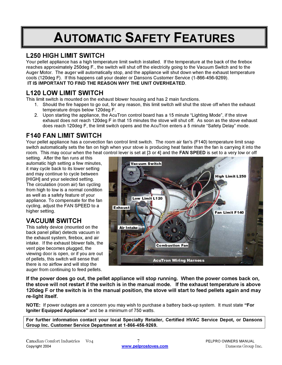 Dansons Group IPP Bay View Insert / Built-In Automatic Safety Features, L250 High Limit Switch, L120 LOW Limit Switch 