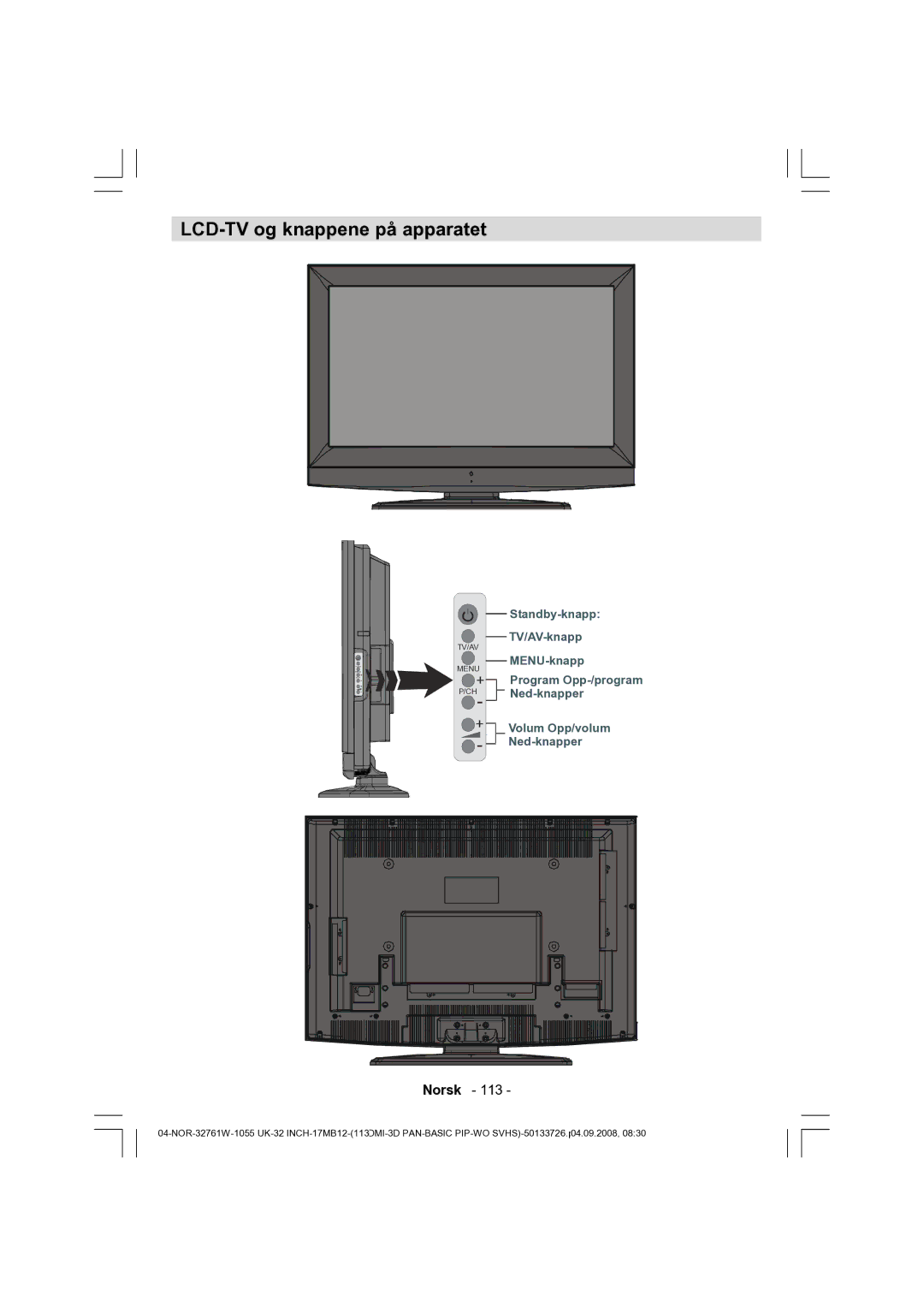 Dantax 32LCD V9 manual LCD-TV og knappene på apparatet 