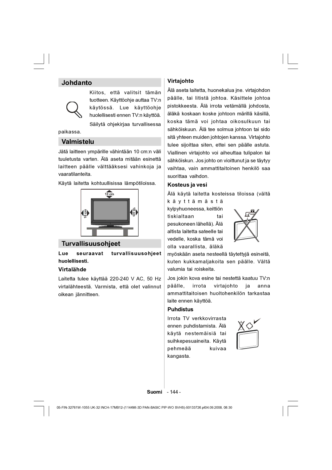 Dantax 32LCD V9 manual Johdanto, Valmistelu, Turvallisuusohjeet 